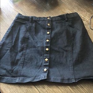 Black button up jean skirt